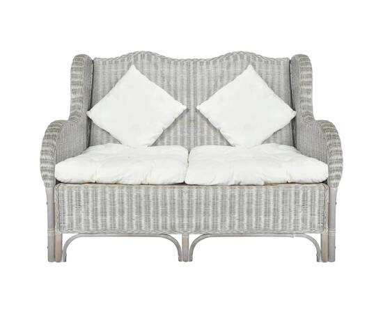 Canapea cu 2 locuri, gri, ratan natural și in, 2 image