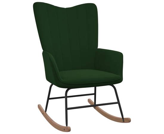Scaun balansoar cu taburet, verde închis, catifea, 6 image