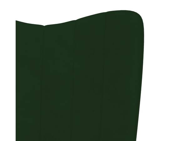 Scaun balansoar cu taburet, verde închis, catifea, 8 image