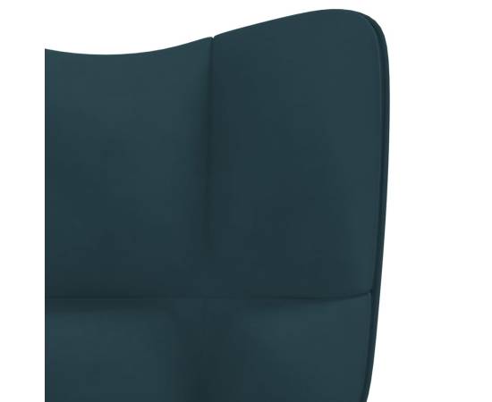 Scaun de relaxare, albastru, catifea, 6 image