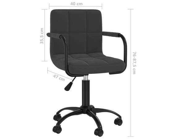 Scaun de birou pivotant, negru, catifea, 8 image