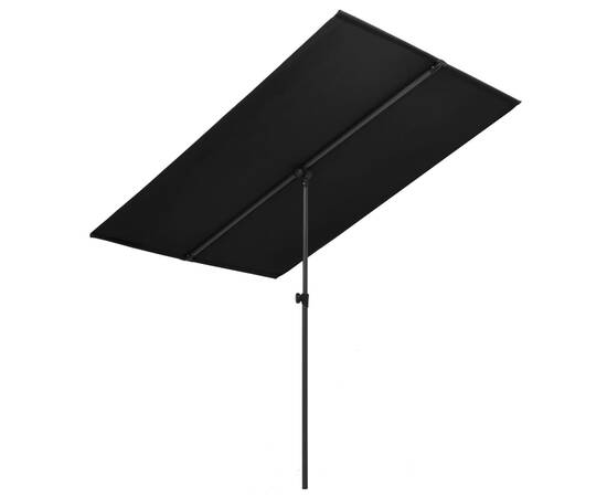 Umbrelă de soare exterior, stâlp aluminiu, negru, 180x130 cm