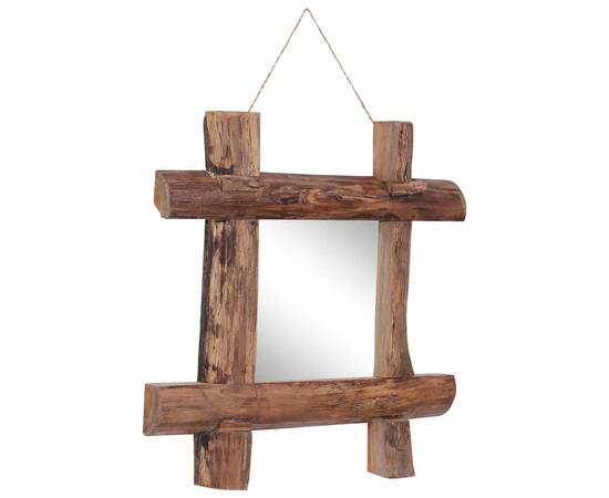 Oglindă cu ramă bușteni, natural, 50x50 cm, lemn masiv reciclat, 5 image