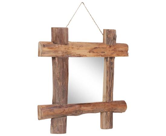 Oglindă cu ramă bușteni, natural, 50x50 cm, lemn masiv reciclat, 6 image