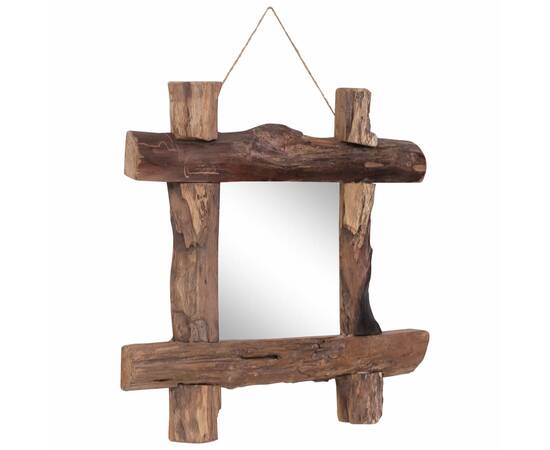 Oglindă cu ramă bușteni, natural, 50x50 cm, lemn masiv reciclat, 8 image