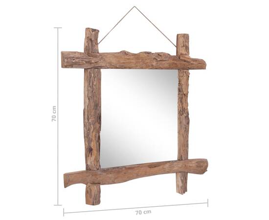Oglindă cu ramă bușteni, natural, 70x70 cm, lemn masiv reciclat, 8 image