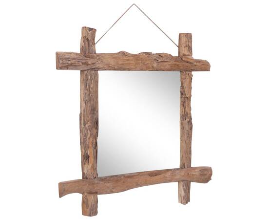 Oglindă cu ramă bușteni, natural, 70x70 cm, lemn masiv reciclat, 7 image