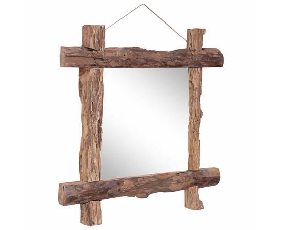 Oglindă cu ramă bușteni, natural, 70x70 cm, lemn masiv reciclat, 5 image