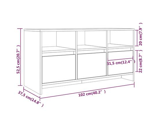 Comodă tv, stejar afumat, 102x37,5x52,5 cm, pal, 8 image