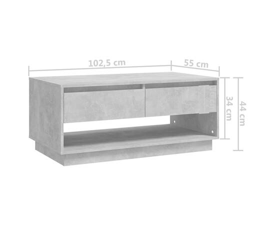 Măsuță de cafea, gri beton, 102,5x55x44 cm, pal, 9 image