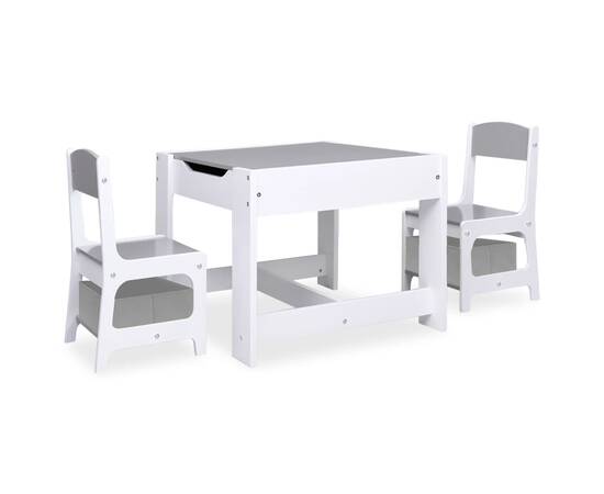 Masă pentru copii, cu 2 scaune, alb, mdf, 2 image