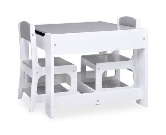 Masă pentru copii, cu 2 scaune, alb, mdf, 4 image