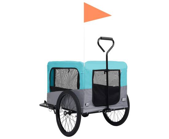 Remorcă bicicletă & cărucior 2-în-1 animale, albastru și gri, 5 image
