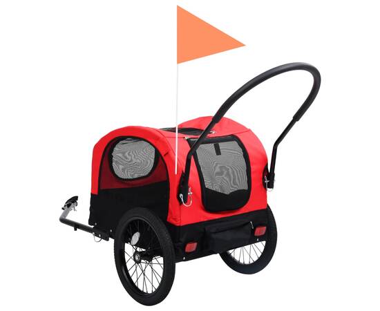 Remorcă bicicletă & cărucior 2-în-1 animale, roșu și negru, 5 image
