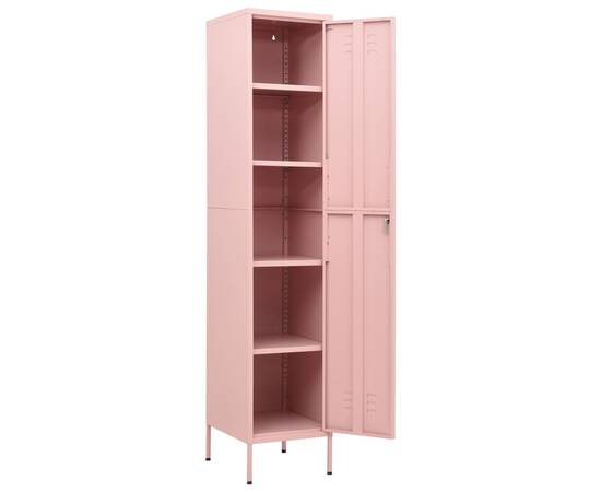 Dulap de vestiar, roz, 35x46x180 cm, oțel, 6 image