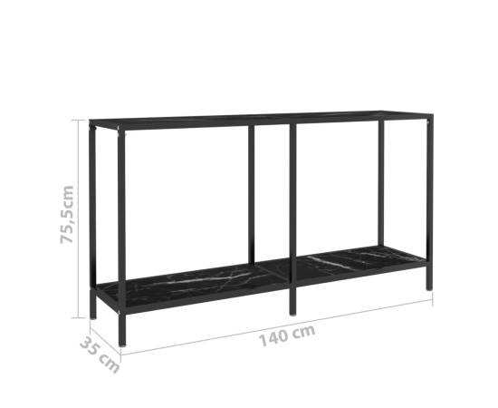 Masă consolă, negru, 140x35x75,5 cm, sticlă securizată, 8 image