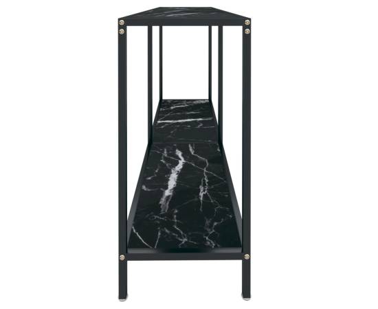 Masă consolă, negru, 140x35x75,5 cm, sticlă securizată, 4 image