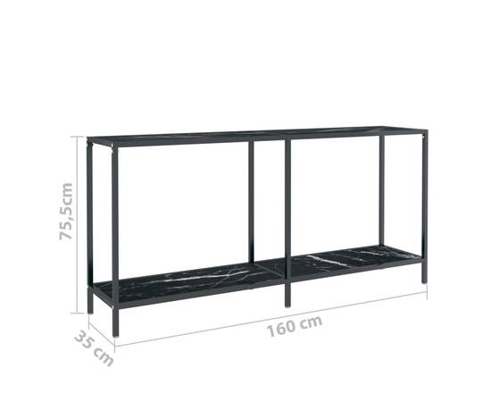 Masă consolă,negru, 160x35x75,5 cm, sticlă securizată, 8 image