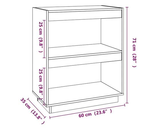 Bibliotecă, 60x35x71 cm, lemn masiv de pin, 7 image