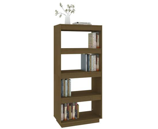 Bibliotecă/separator cameră, maro miere, 60x35x135 cm lemn pin, 4 image