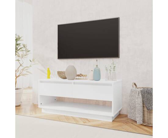 Comodă tv, alb extralucios, 102x41x44 cm, pal, 3 image