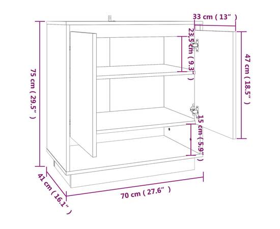 Servantă, gri beton, 70x41x75 cm, pal, 8 image