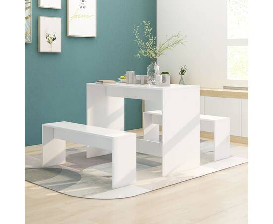 Set mobilier de bucătărie, 3 piese, alb, pal