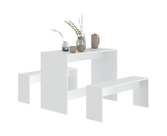 Set mobilier de bucătărie, 3 piese, alb, pal, 4 image