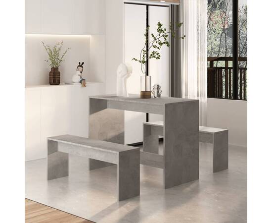 Set mobilier de bucătărie, 3 piese, gri beton, pal, 3 image