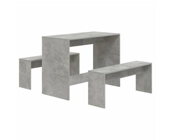 Set mobilier de bucătărie, 3 piese, gri beton, pal, 2 image