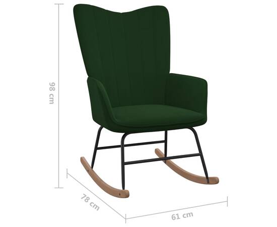 Scaun balansoar, verde închis, catifea, 7 image