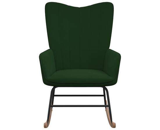 Scaun balansoar, verde închis, catifea, 3 image