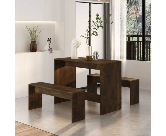 Set mobilier de bucătărie, 3 piese, stejar afumat, pal, 3 image