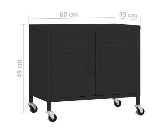 Dulap de depozitare, negru, 60x35x49 cm, oțel, 9 image