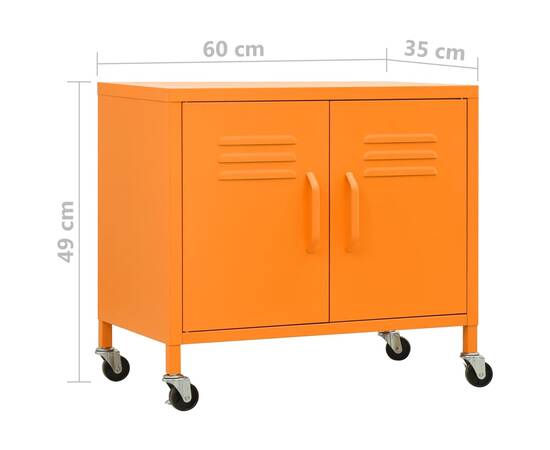 Dulap de depozitare, portocaliu, 60x35x49 cm, oțel, 9 image
