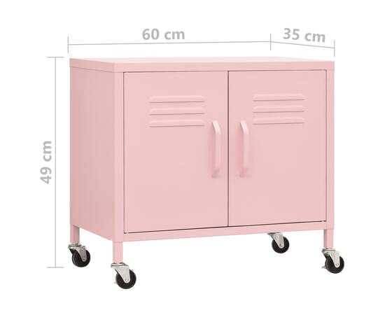 Dulap de depozitare, roz, 60x35x49 cm, oțel, 9 image