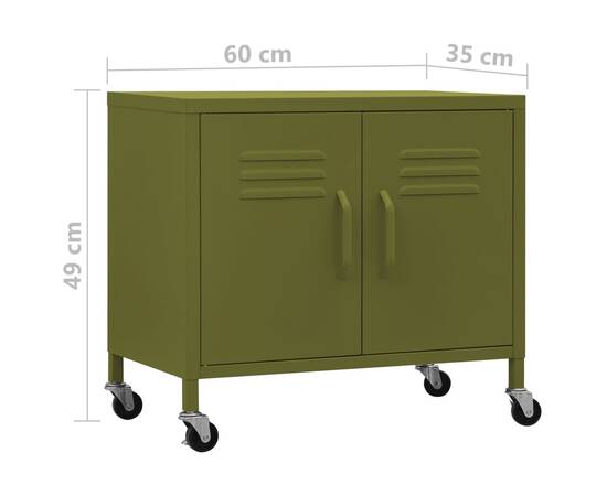 Dulap de depozitare, verde măsliniu, 60x35x49 cm, oțel, 9 image