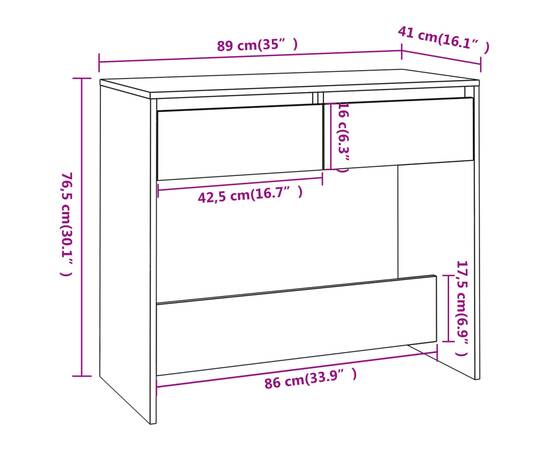 Masă consolă, stejar afumat, 89x41x76,5 cm, oțel, 8 image