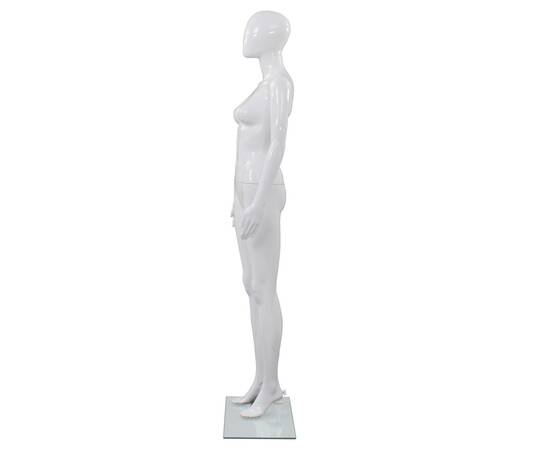 Corp manechin feminin, cu suport din sticlă, alb lucios, 175 cm, 4 image