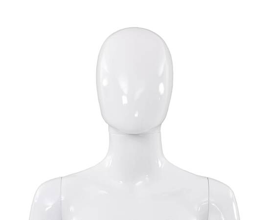 Corp manechin feminin, cu suport din sticlă, alb lucios, 175 cm, 9 image