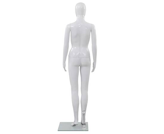 Corp manechin feminin, cu suport din sticlă, alb lucios, 175 cm, 5 image