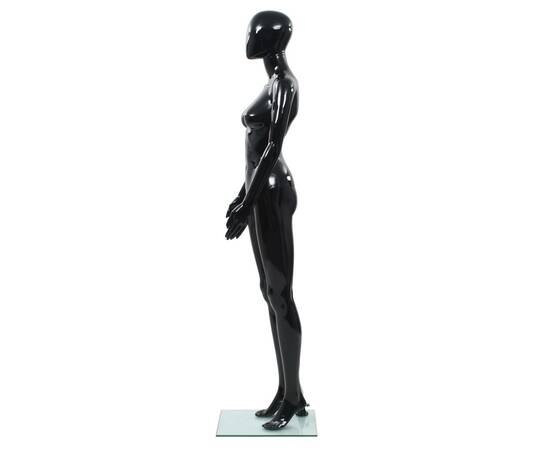Corp manechin feminin, suport din sticlă, negru lucios, 175 cm, 4 image