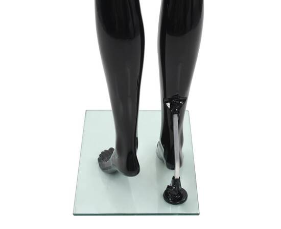 Corp manechin feminin, suport din sticlă, negru lucios, 175 cm, 7 image