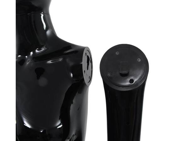 Corp manechin feminin, suport din sticlă, negru lucios, 175 cm, 10 image