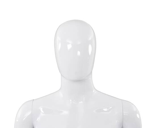 Corp manechin masculin, cu suport din sticlă, alb lucios 185 cm, 8 image