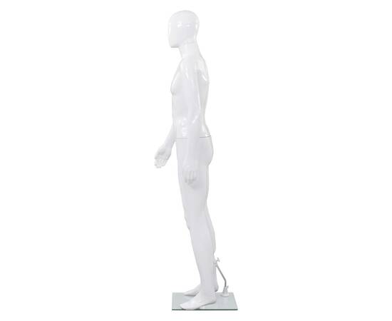 Corp manechin masculin, cu suport din sticlă, alb lucios 185 cm, 4 image