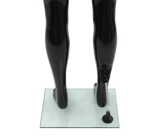 Corp manechin masculin, suport din sticlă, negru lucios, 185 cm, 7 image