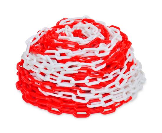 Lanț din plastic pentru semnalizare 30 m, roșu și alb