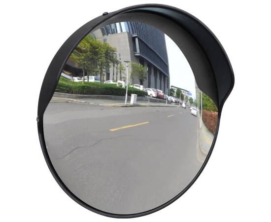 Oglindă de trafic convexă, negru, 30 cm, plastic pc, de exterior