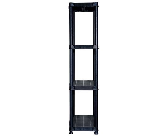 Raft de depozitare cu 4 polițe, negru, 61x30,5x130 cm, plastic, 6 image